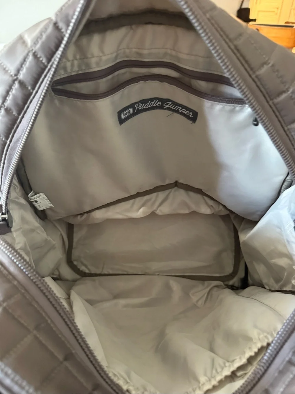 Quilted Nylon Crossbody Backpack - Brownish Green by LUG